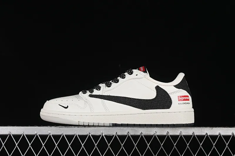 All categories Air Jordan Jordan series basketball shoes Air Jordan 1 Low high-end customized low-top sneakers Travis Scott x Fragment Design x Air Jordan 1 Low OG SP AJ1 Joe 1 Supreme joint-beige and black denim double low-top cultural casual sneakers JH6088-704